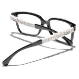 Chanel - Occhiali da Vista Quadrata - Nero Bianco - Chanel Eyewear