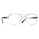 Chanel - Occhiali da Vista Pilota - Argento Scuro Nero - Chanel Eyewear