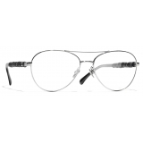 Chanel - Occhiali da Vista Pilota - Argento Scuro Nero - Chanel Eyewear