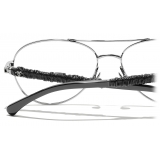 Chanel - Occhiali da Vista Pilota - Argento Scuro Nero - Chanel Eyewear