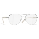 Chanel - Pilot Eyeglasses - Silver White - Chanel Eyewear