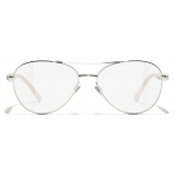 Chanel - Occhiali da Vista Pilota - Argento Borgogna - Chanel Eyewear