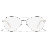 Chanel - Pilot Eyeglasses - Silver Burgundy - Chanel Eyewear