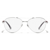 Chanel - Occhiali da Vista Pilota - Argento Borgogna - Chanel Eyewear