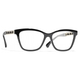 Chanel - Occhiali da Vista Quadrata - Nero Oro - Chanel Eyewear