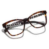 Chanel - Occhiali da Vista Quadrata - Tartaruga Scuro - Chanel Eyewear