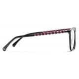 Chanel - Occhiali da Vista Quadrata - Nero Rosa - Chanel Eyewear