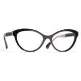 Chanel - Occhiali da Vista Cat-Eye - Borgogna Argento Scuro - Chanel Eyewear