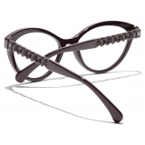 Chanel - Occhiali da Vista Cat-Eye - Borgogna Argento Scuro - Chanel Eyewear