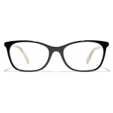 Chanel - Rectangular Eyeglasses - Black & Beige - Chanel Eyewear