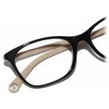 Chanel - Rectangular Eyeglasses - Black & Beige - Chanel Eyewear