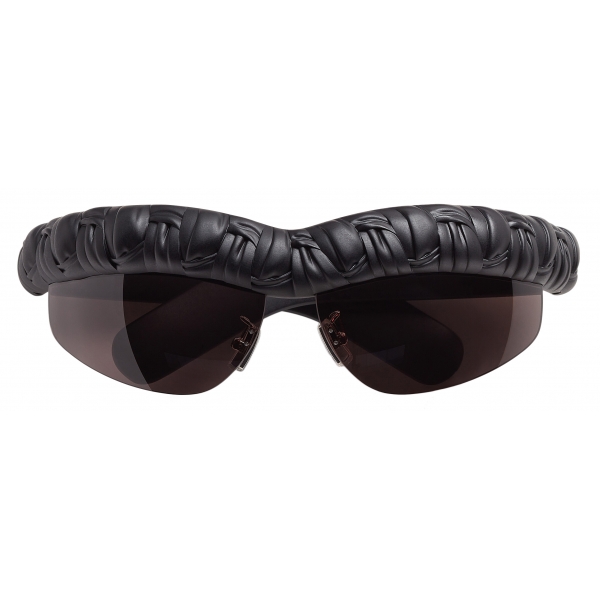 Bottega Veneta - Pleat Wraparound Sunglasses - Black Grey - Sunglasses - Bottega Veneta Eyewear