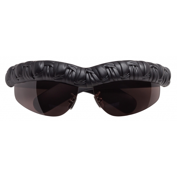 Bottega Veneta - Pleat Wraparound Sunglasses - Black Grey - Sunglasses ...