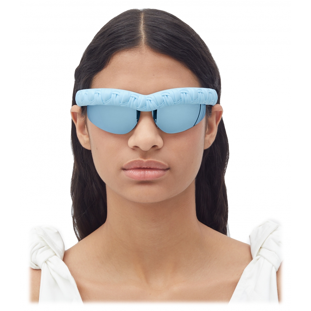 Bottega Veneta Wrap Around Sunglasses in Blue