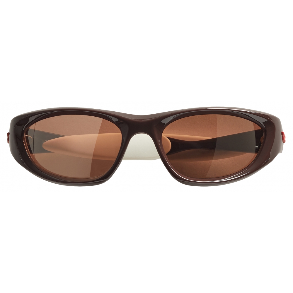 Bottega Veneta Cone Wrap-around Sunglasses In Brown