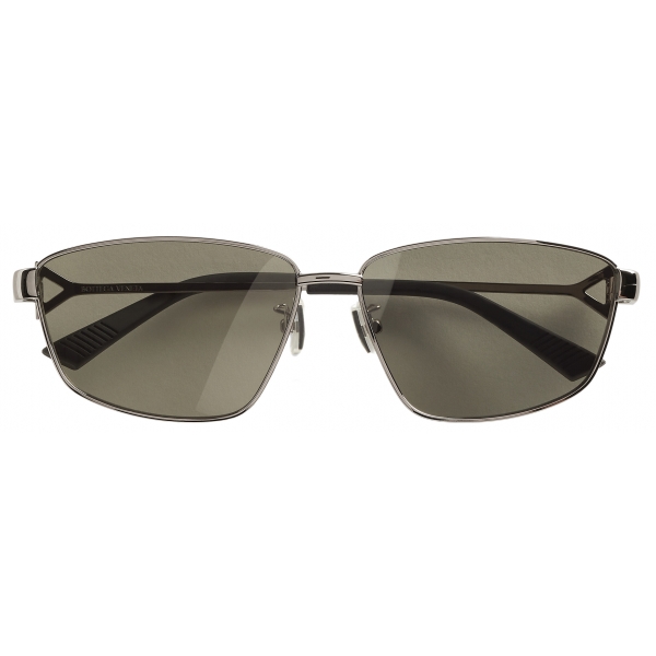 Bottega Veneta - Turn Square Sunglasses - Ruthenium Grey