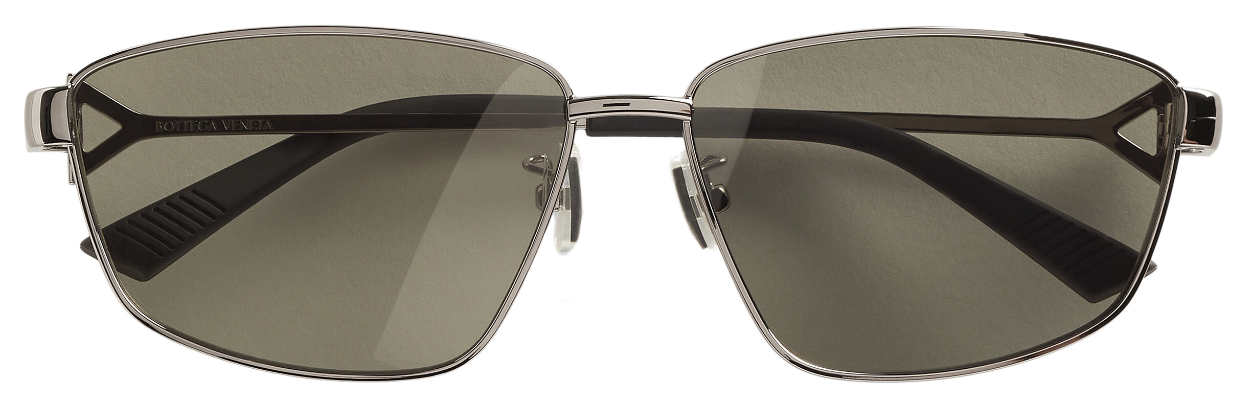 Bottega Veneta - Turn Square Sunglasses - Ruthenium Grey