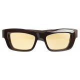 Bottega Veneta - Mitre Acetate Square Sunglasses - Gold Brown - Sunglasses - Bottega Veneta Eyewear