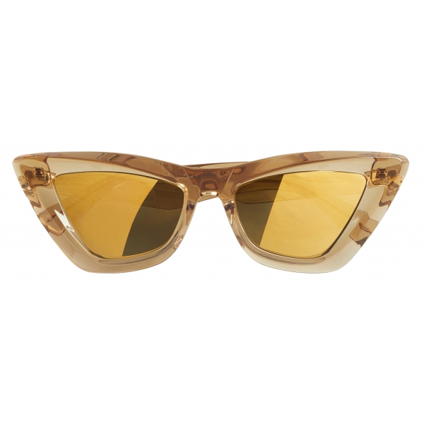 Bottega Veneta - Angle Acetate Pointed Cat Eye Sunglasses - Brown Gold - Sunglasses - Bottega Veneta Eyewear