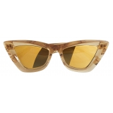 Bottega Veneta - Angle Acetate Pointed Cat Eye Sunglasses - Brown Gold - Sunglasses - Bottega Veneta Eyewear