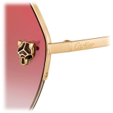 Cartier - Pilot - Gold Bordeaux Lenses with Gold Flash - Panthère de Cartier Collection - Sunglasses - Cartier Eyewear