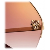 Cartier – Pilota – Oro Lenti Bordeaux con Flash Oro - Panthère de Cartier Collection - Occhiali da Sole - Cartier Eyewear