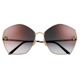 Cartier - Oversize - Gold Gray Lenses with Gold Flash - Panthère de Cartier Collection - Sunglasses - Cartier Eyewear