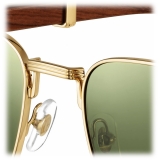 Cartier - Quadrata - Bubinga Oro con Lenti Verdi - Panthère de Cartier Collection - Occhiali da Sole - Cartier Eyewear