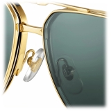 Cartier - Pilot - Brushed Gold Polarized Green Lenses - Santos de Cartier Collection - Sunglasses - Cartier Eyewear