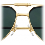 Cartier - Pilota - Oro Spazzolata Lenti Verde Polarizzate - Santos de Cartier Collection - Occhiali da Sole - Cartier Eyewear