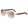 Cartier - Quadrata - Oro Marrone Lenti Marrone Sfumato - Signature C de Cartier Collection - Occhiali da Sole - Cartier Eyewear