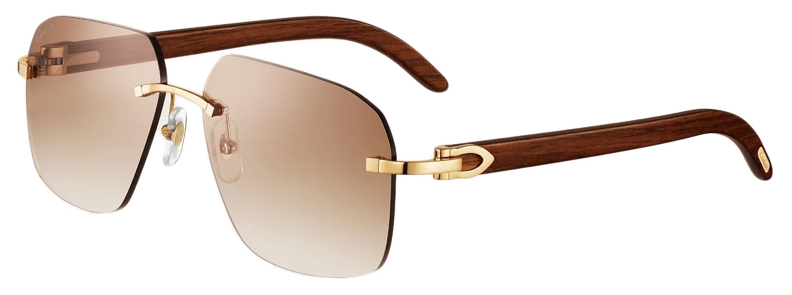 Cartier Square Gold Brown Gradient Brown Lenses Signature C