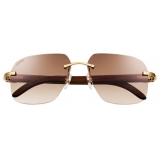 Cartier - Square - Gold Brown Gradient Brown Lenses - Signature C de Cartier Collection - Sunglasses - Cartier Eyewear