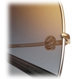 Cartier - Quadrata Oversize - Oro Lenti Radié Grigio Blu con Flash Oro - Trinity Collection - Occhiali da Sole - Cartier Eyewear