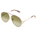 Chloé - Austine Sunglasses in Metal - Gold Havana Gradient Khaki - Chloé Eyewear