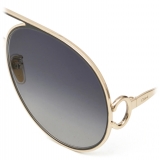 Chloé - Occhiali da Sole Austine in Metallo - Oro Nero Blu Sfumato - Chloé Eyewear