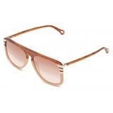 Chloé - West Small Sunglasses in Metal - Blonde Havana Pink Nude - Chloé Eyewear