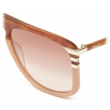 Chloé - West Small Sunglasses in Metal - Blonde Havana Pink Nude - Chloé Eyewear