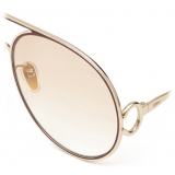 Chloé - Austine Sunglasses in Metal - Gold Burgundy Gradient Peach - Chloé Eyewear