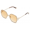 Chloé - Austine Small Sunglasses in Metal - Gold Havana Gradient Orange - Chloé Eyewear