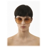 Chloé - Austine Small Sunglasses in Metal - Gold Havana Gradient Orange - Chloé Eyewear