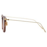 Linda Farrow - Occhiali da Sole Rettangolare Linear Wright C12 in Tabacco - LF07C12SUN - Linda Farrow Eyewear