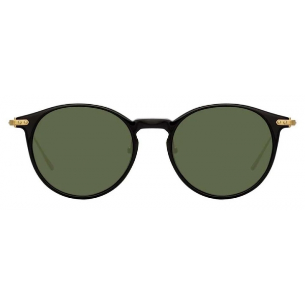 Linda Farrow - Linear Chevron C6 Oval Sunglasses in Black - LF08C6SUN - Linda Farrow Eyewear
