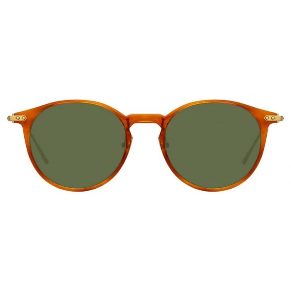 Linda Farrow - Linear Chevron C8 Oval Sunglasses in Casetto - LF08C8SUN - Linda Farrow Eyewear