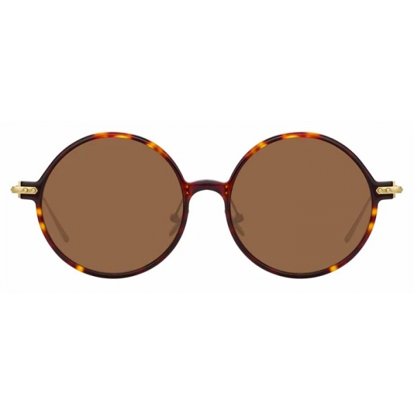 Linda Farrow - Linear Savoye A C10 Round Sunglasses in Tortoiseshell - LF09AC10SUN - Linda Farrow Eyewear