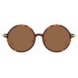 Linda Farrow - Linear Savoye A C10 Round Sunglasses in Tortoiseshell - LF09AC10SUN - Linda Farrow Eyewear