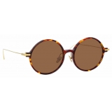 Linda Farrow - Linear Savoye A C10 Round Sunglasses in Tortoiseshell - LF09AC10SUN - Linda Farrow Eyewear