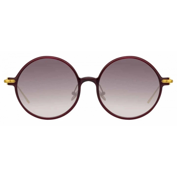 Linda Farrow - Linear Savoye A C11 Round Sunglasses in Burgundy - LF09AC11SUN - Linda Farrow Eyewear