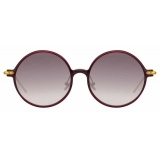 Linda Farrow - Linear Savoye A C11 Round Sunglasses in Burgundy - LF09AC11SUN - Linda Farrow Eyewear