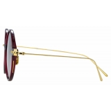 Linda Farrow - Linear Savoye A C11 Round Sunglasses in Burgundy - LF09AC11SUN - Linda Farrow Eyewear